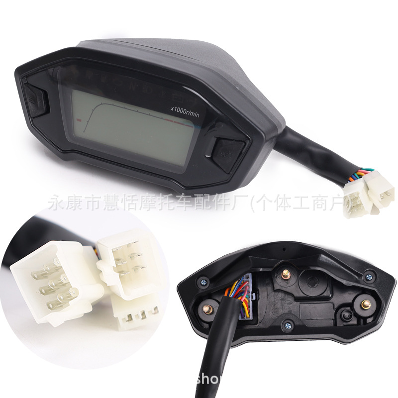 7-Color Adjustable Universal Motorcycle Lcd Digital 1000Rpm Speedometer Backlight Motor Vehicle 2-4 Cylinder Odometer