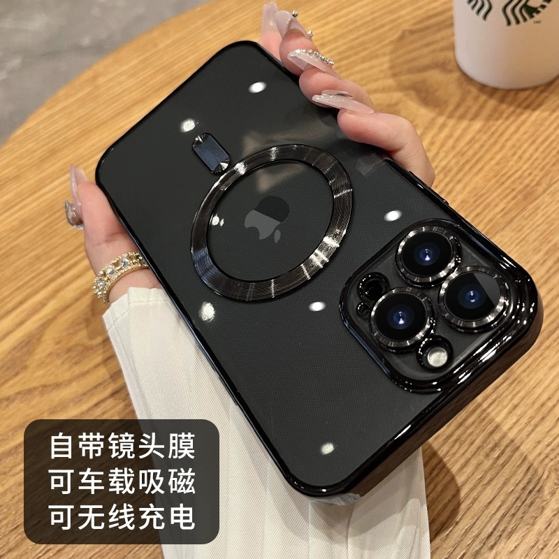 Iphone16Promax Electroplated Cd Pattern E Mobile Phone Case Apple Magsafe Magnetic Soft Cover 17 with Tail Suitable