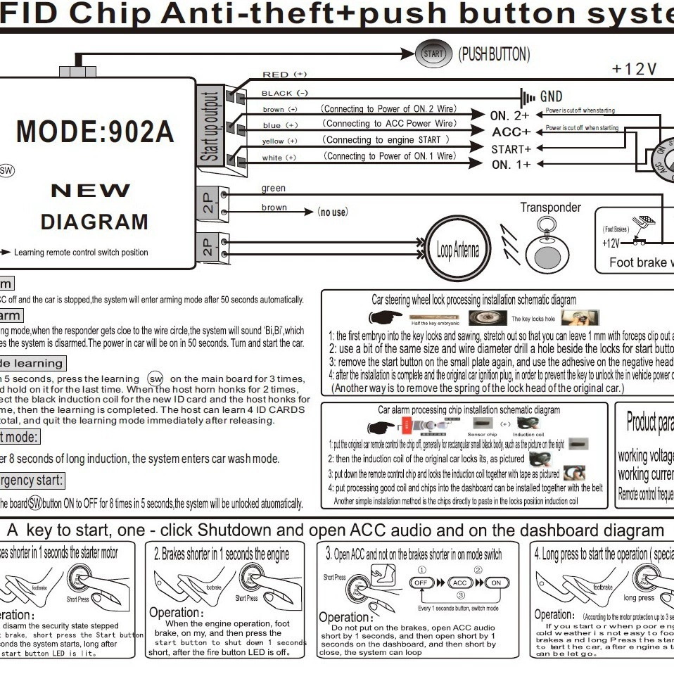 Rfid Card Starter: Car One-Button Start System, Intelligent Sensor Hidden Lock Rfid Anti-Theft Device (Universal)