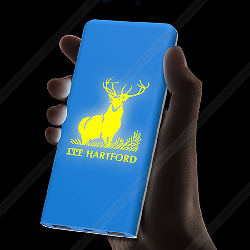 Power Bank luminous logo word light with 10000 mA sets of OEM Mobile Power business gifts suit customization