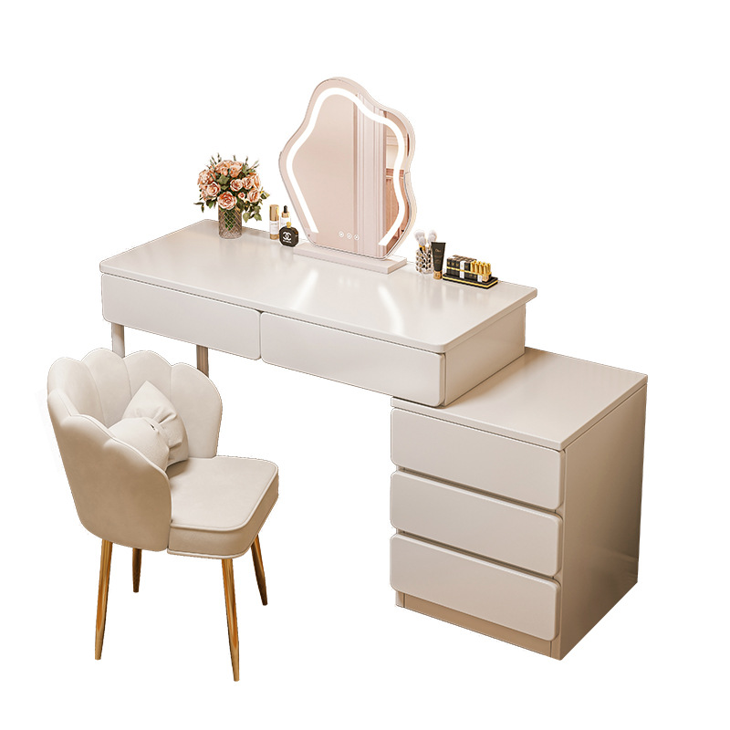 Dressing Table Bedroom Simple Modern Bedside Table Dressing Table Storage Cabinet Integrated Cream Style 2025 New Model Makeup Desk