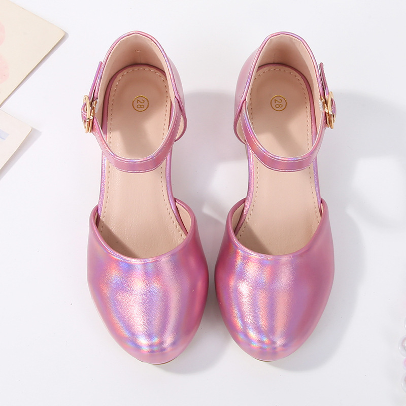 Summer New Style Baotou Women's Shoes, Fairy Style Student Sandals, Hollow Popular Thick Heels, One-Line Buckle Straps, Trendy Girls' Shoes