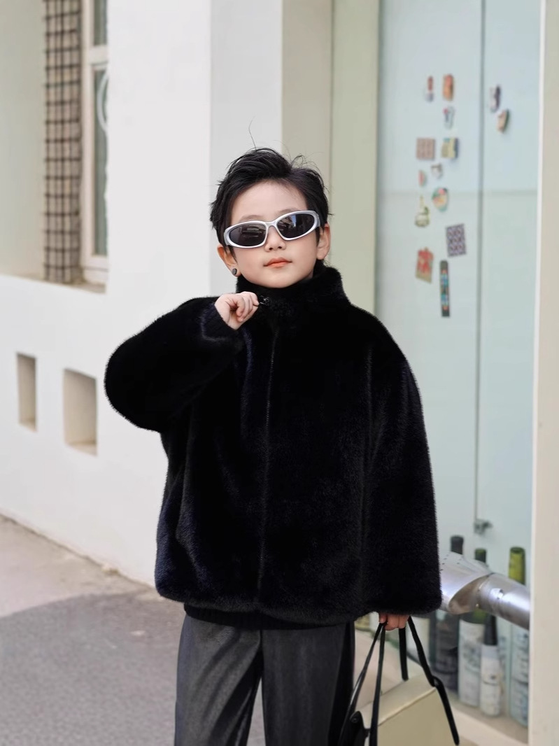Children's Winter Wear cotton and thickening Fur Coat Boys' Western Style Cotton-padded Coat Girls' Warm Top Baby's Mao Mao Cotton Coat