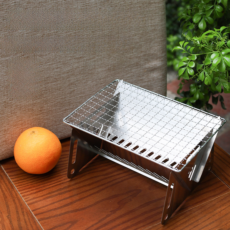 Household Outdoor Folding Card Stove Barbecue Grill Charcoal Fired Firewood Fired Barbecue Stove Camping Fire Burning Table Portable