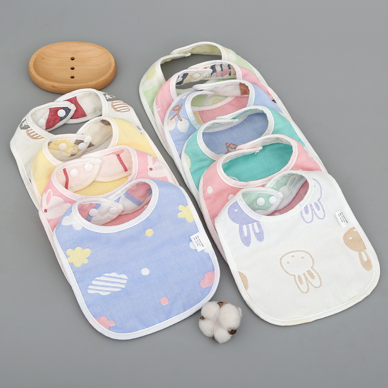 Infant Bibs Made of Pure Cotton Gauze Jacquard U-Shaped Baby Anti-Red Chin Bibs for 0-1 Year Old Babies and Newborns