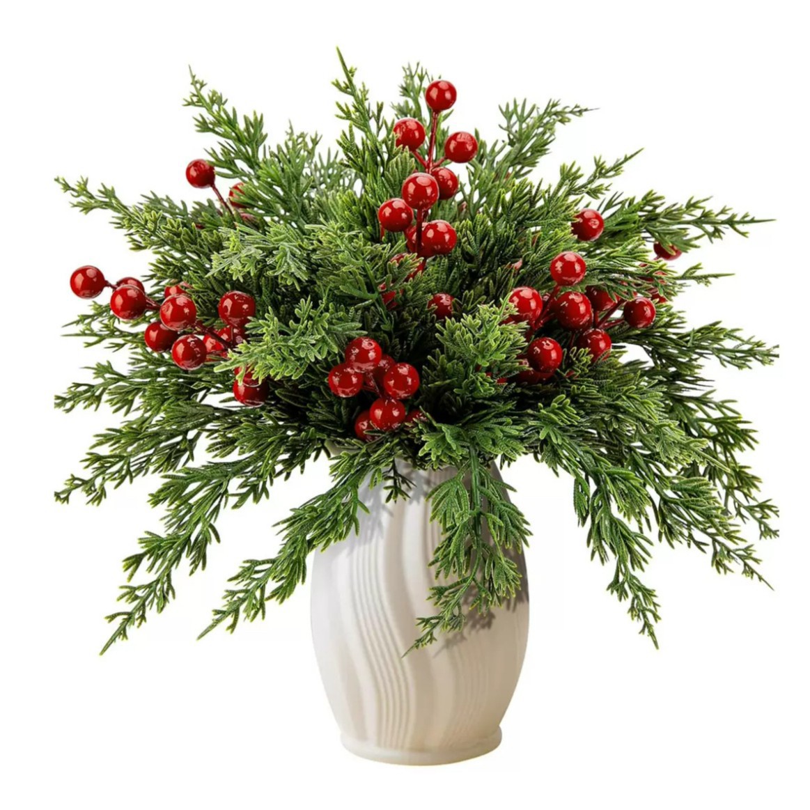 Искусственный букет из сосновых и кипарисовых веток с красными ягодами, DIY цветочная композиция, рождественское украшение для стола