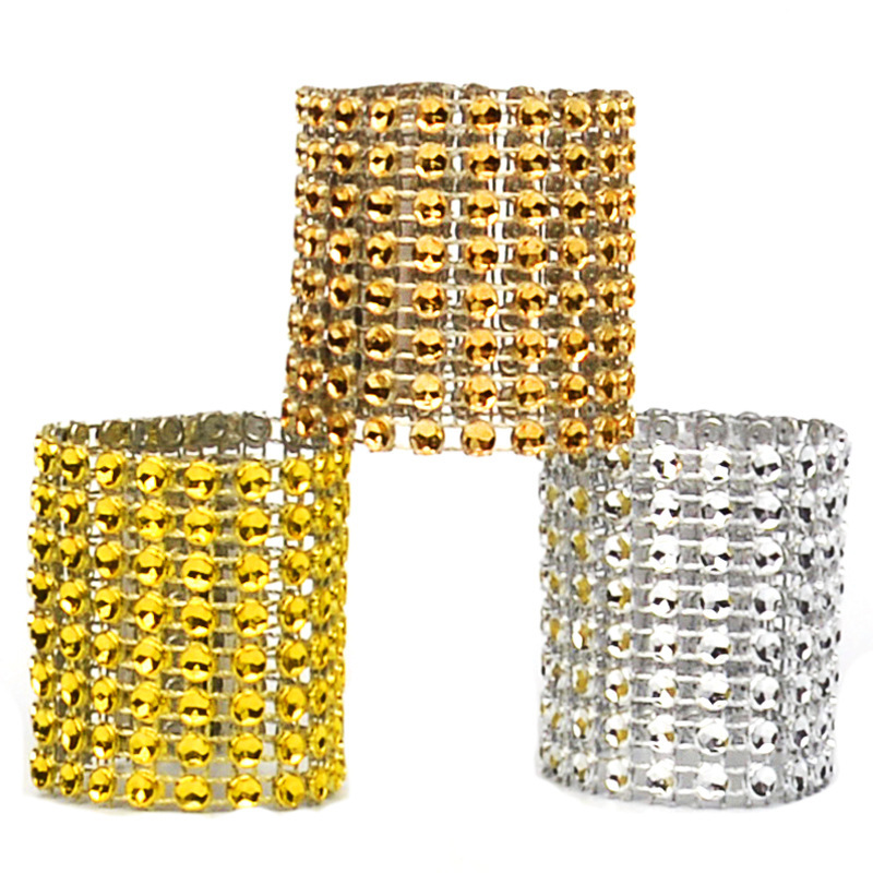 Cross-Border Exclusive Supply of 8 Rows of Rhinestone Napkin Rings for Hotel Table Settings, Amazon Best-Selling Table Decoration Supplies