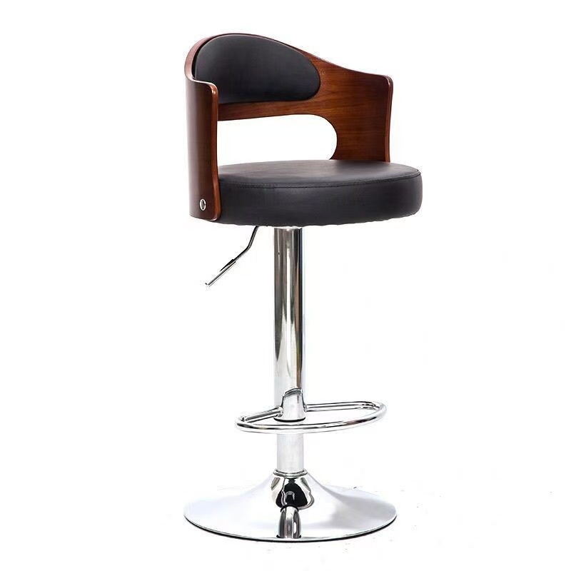 Solid Wood Bar Chair Modern Simple Bar Chair Lift and Rotate Home Backrest High Stool American Bar Stool