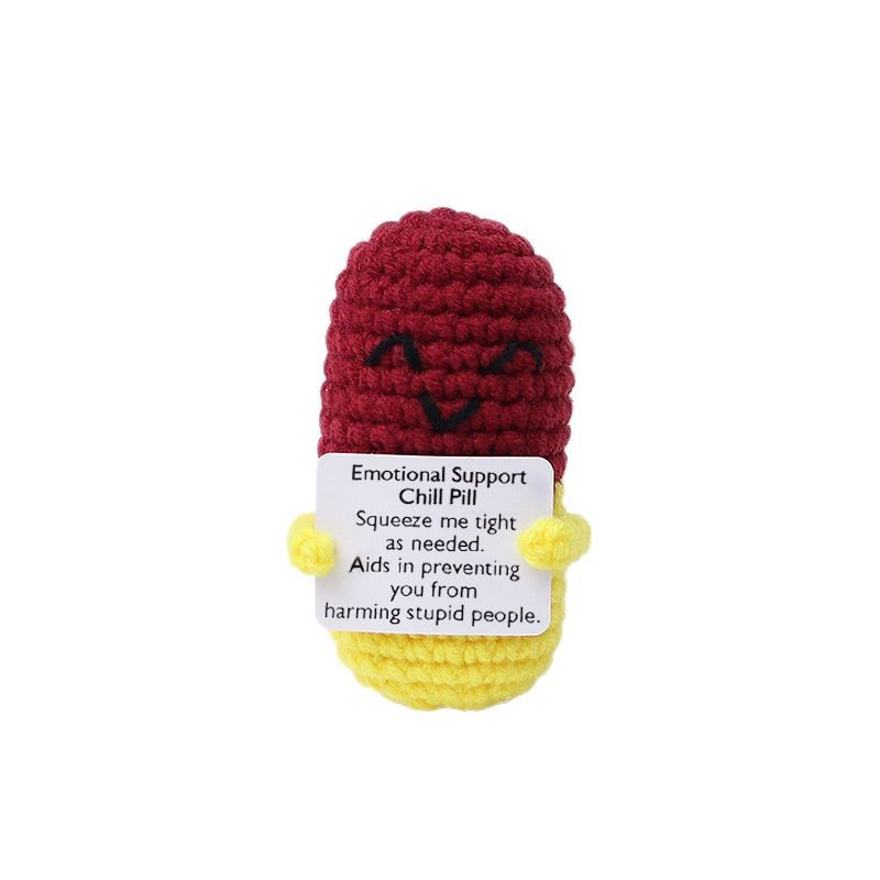 Cross-border explosions wholesale hand-knitted plush positive energy pill capsule ornaments fruit ornaments toys small gifts