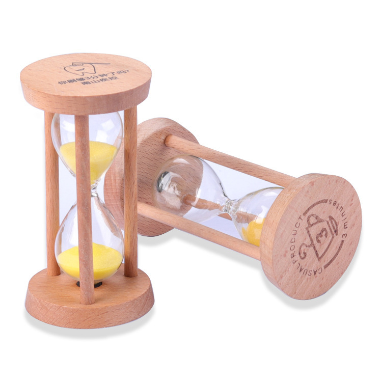Wholesale Creative Classic Three-column Wooden Hourglass Timer Student Gift Round Glass Hourglass Decoration Ornaments