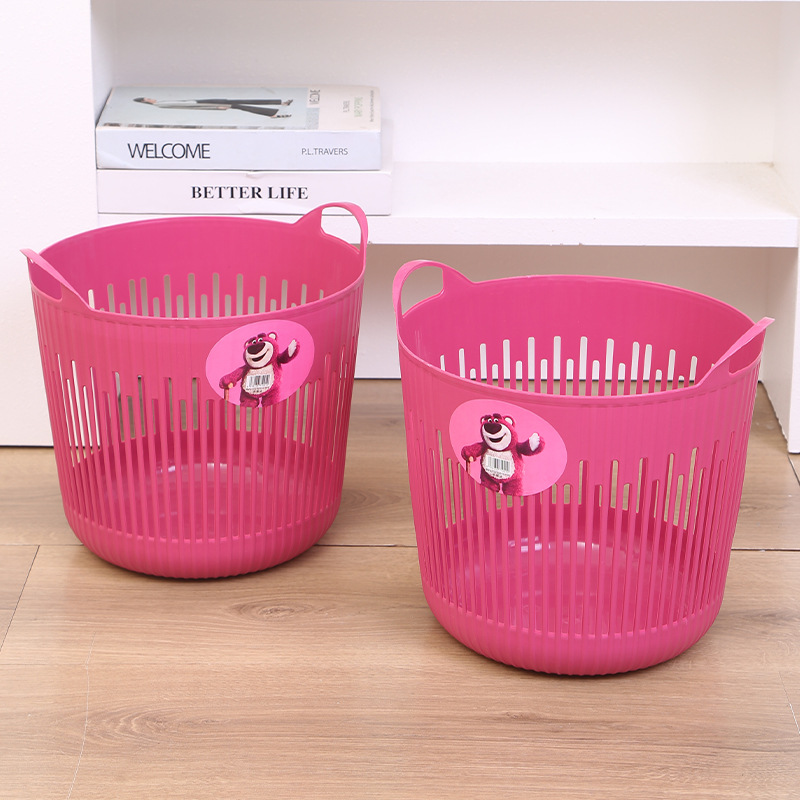 Plastic Portable Hollow Dirty Clothes Basket Storage Basket Thickened Debris Storage Basket Household Bathroom Round Dirty Clothes Basket