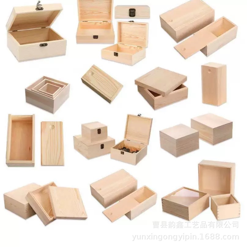 Оптовая продажа деревянной коробки для хранения многоразового использования, простая упаковка из массива дерева, коробка разных размеров