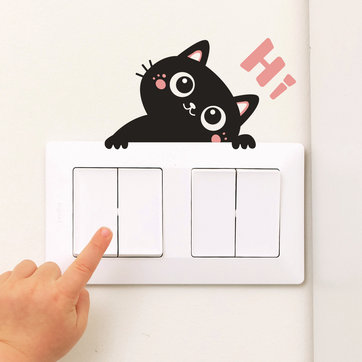 Cartoon switch stickers wall stickers bedroom living room decorative wall stickers self-adhesive cat waterproof self-adhesive wall stickers wholesale