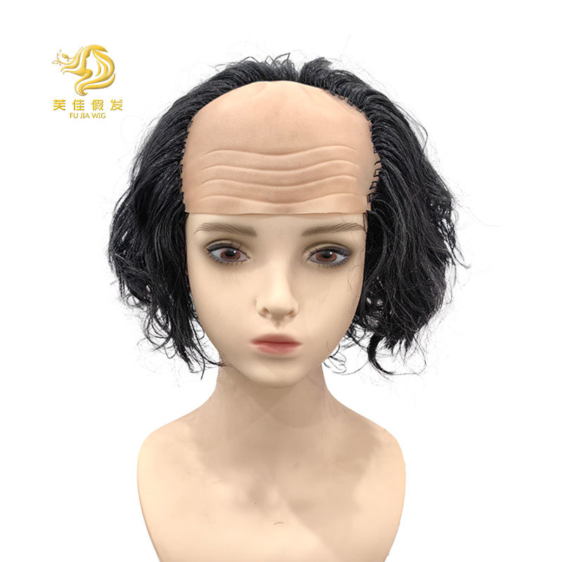 Парик для Хэллоуина, комический лысый парик для выступлений, черный парик