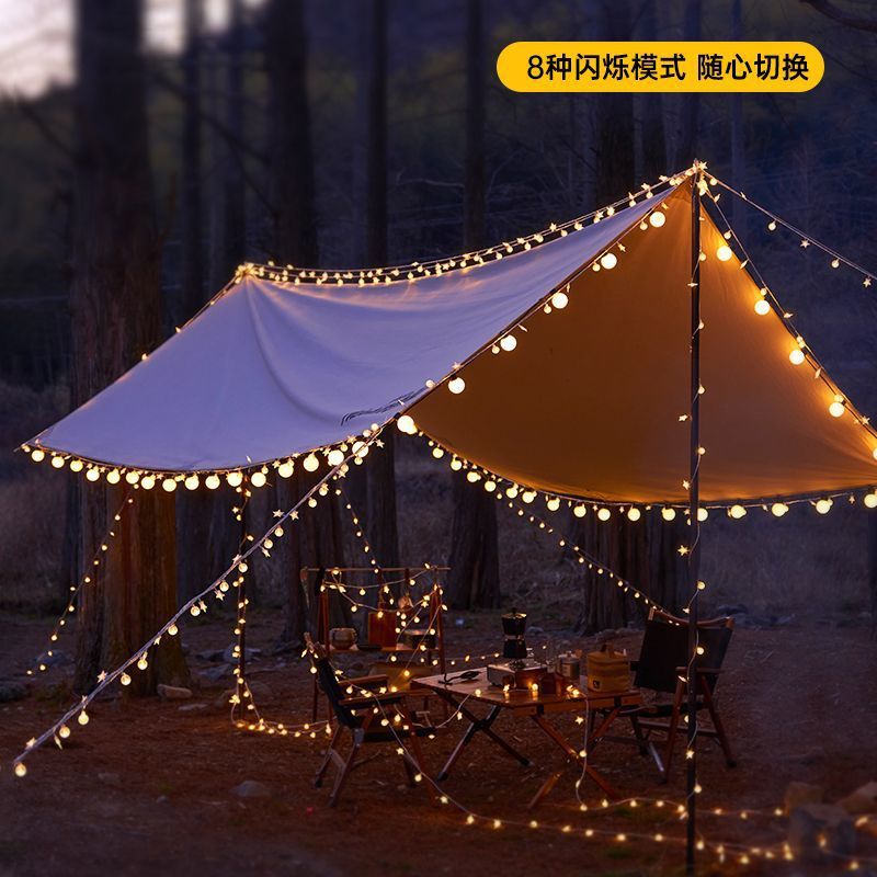 Colored String Lights for Stalls, Star Lights for Camping, Canopy Lighting, Ambient Lights, Outdoor Night Market Decorative Lights, Factory Cross-Border Wholesale