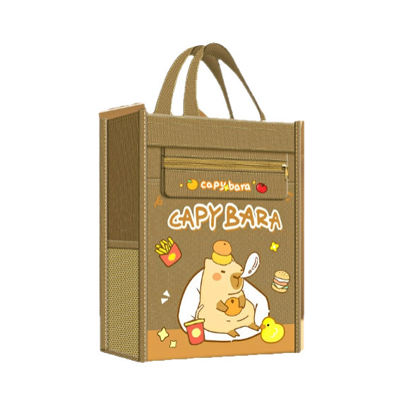 Kapibala Canvas Satchel Kidsren's Gift Bag Student Gift School Supplies Cartoon Stationery Large Capacity Tutoring Bag