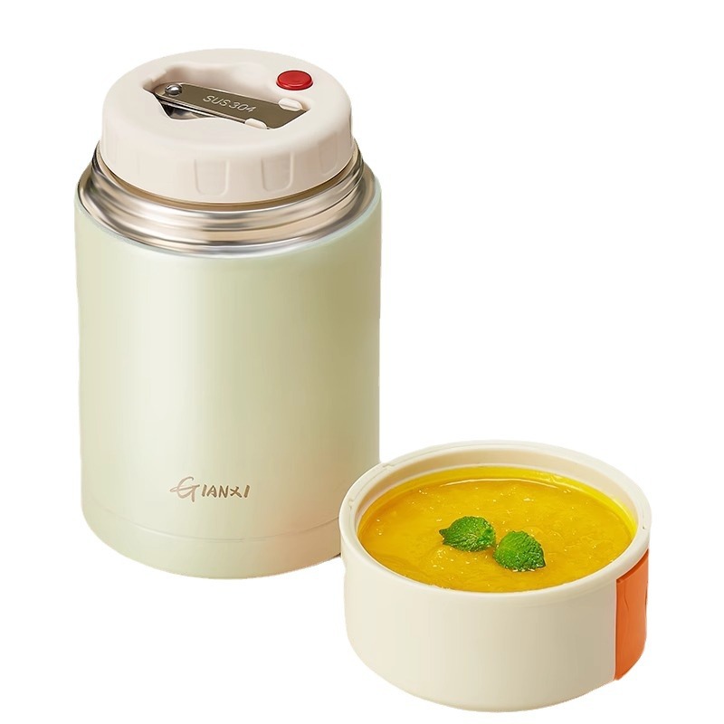 New Winter Fresh-Keeping and Insulated 316 Stainless Steel Stew Beaker, Portable Handle, One-Click Press and Exhaust Insulated Lunch Box Bucket