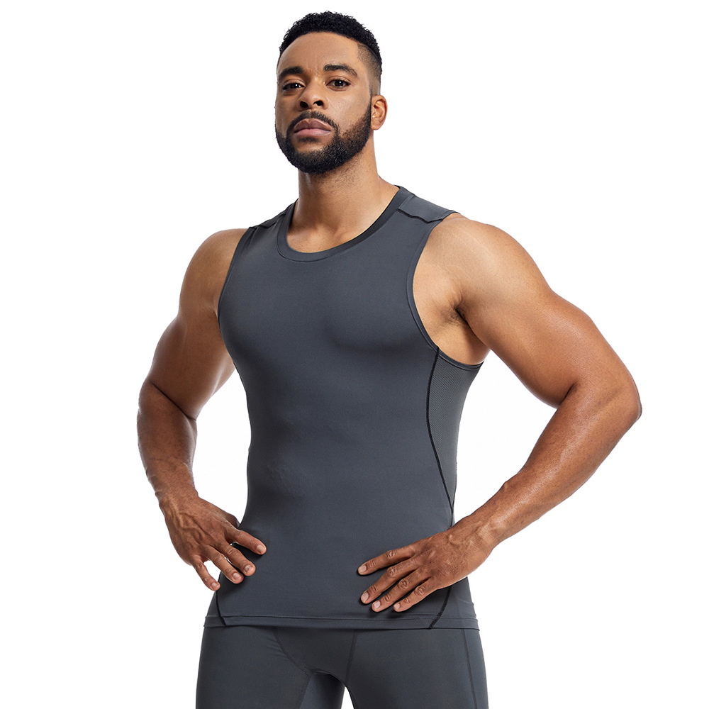 Silgeitu Cross-Border Sports Vest Men's Spring and Summer Tight-Fitting Fitness Clothing Training Running Quick-Drying Basketball Vest