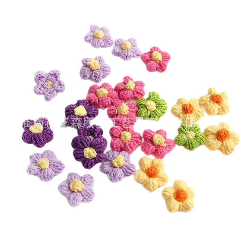 DIY Accessories Accessories Wool Puff Flower Crochet Flower Handmade Crocheted Hairpin Pin Brooch Bag Clothing Popular Small Flower