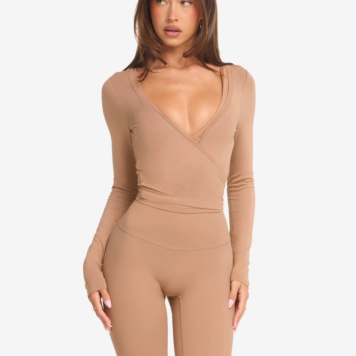 European and American Foreign Trade Cross-border Overalls Women's Light Skin Breathable Sports Fitness Dance Training All-match Top Quick-drying Yoga Clothes