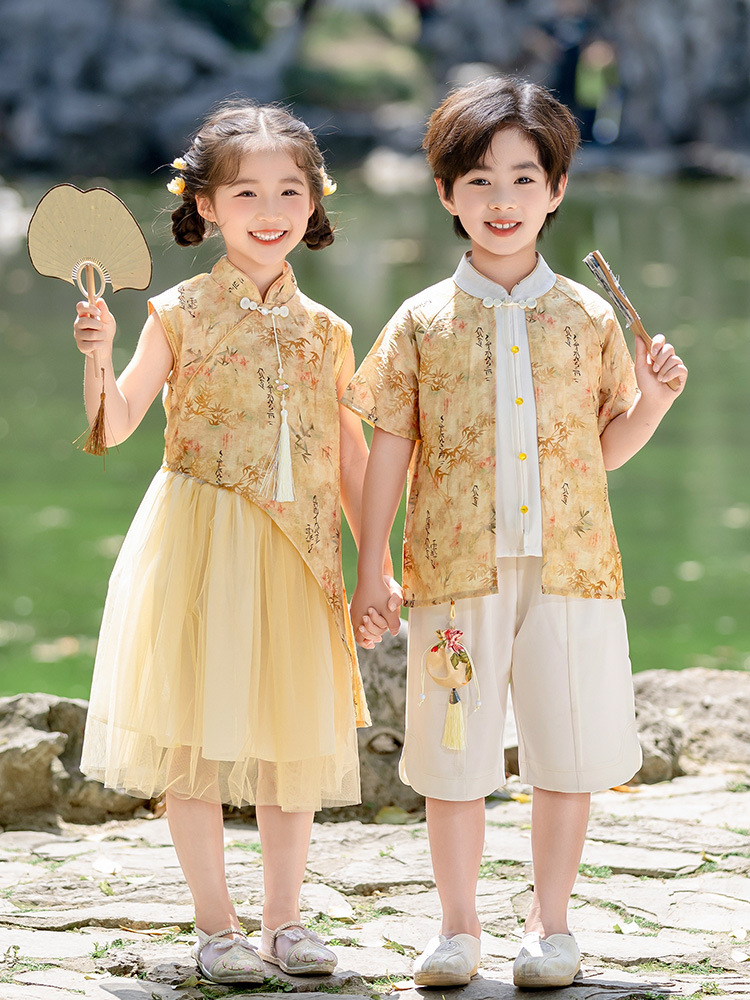Children's Tang Suit, Han Dynasty, Boy's Summer Dress, Chinese Style Girl's New Chinese Style Ancient Costume, Children's Day Performance Uniform, Kindergarten Class Uniform