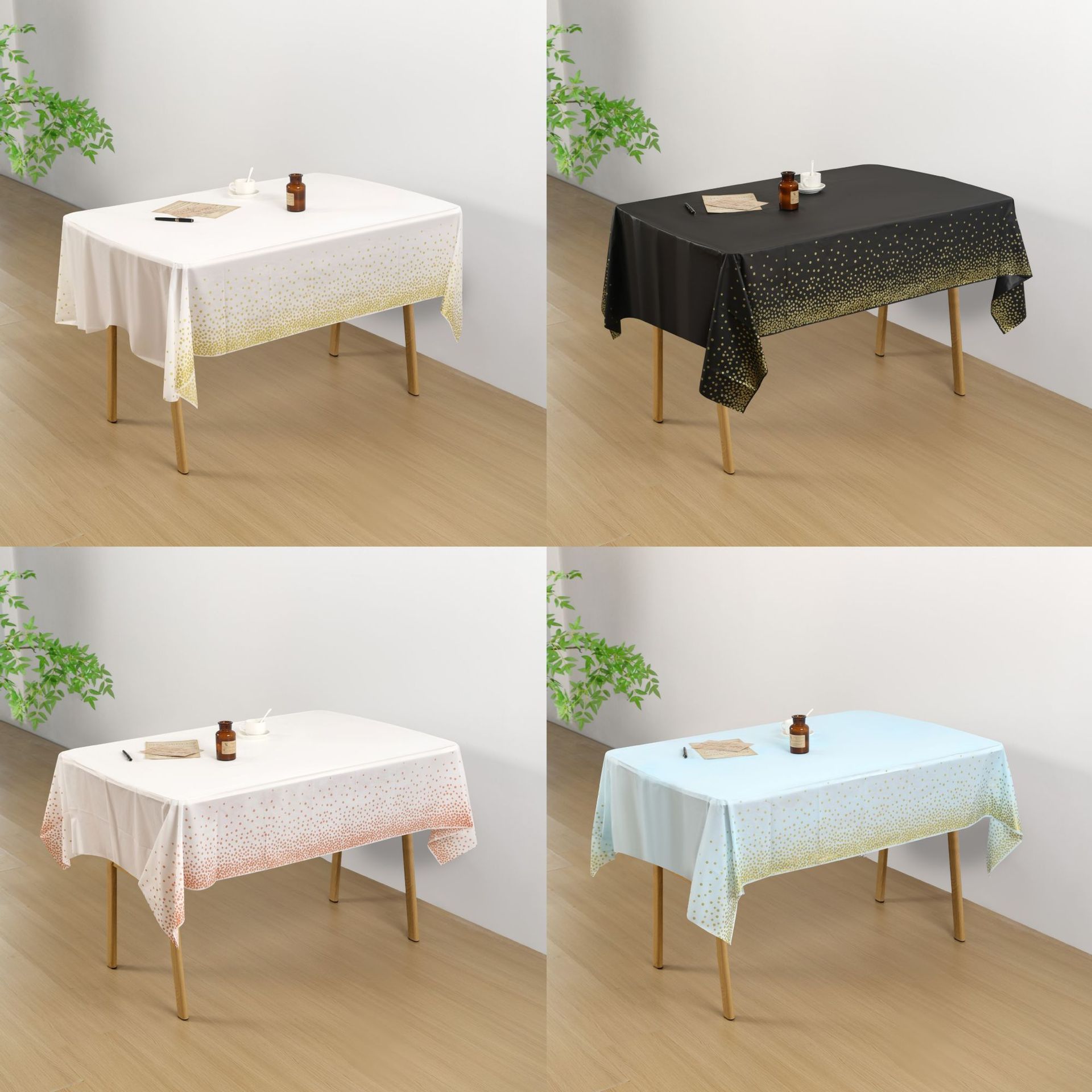 Factory Direct Sales Disposable Solid Color Plaid Polka Dot Tablecloth Rectangular Round Tablecloth Amazon Hot Cross-Border Supply
