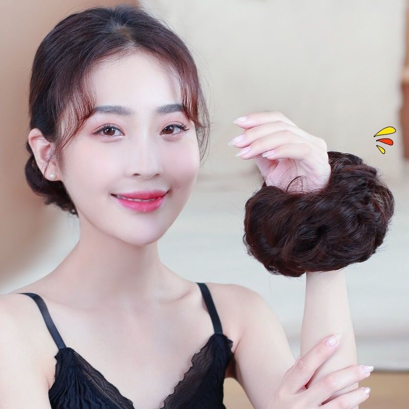 Marubeni Head Female Artificial Hair Fluffy Natural Hair Ring Flower Bud Lazy Man Hair Artifact Net Red Hair Bag Headdress Hair Ring