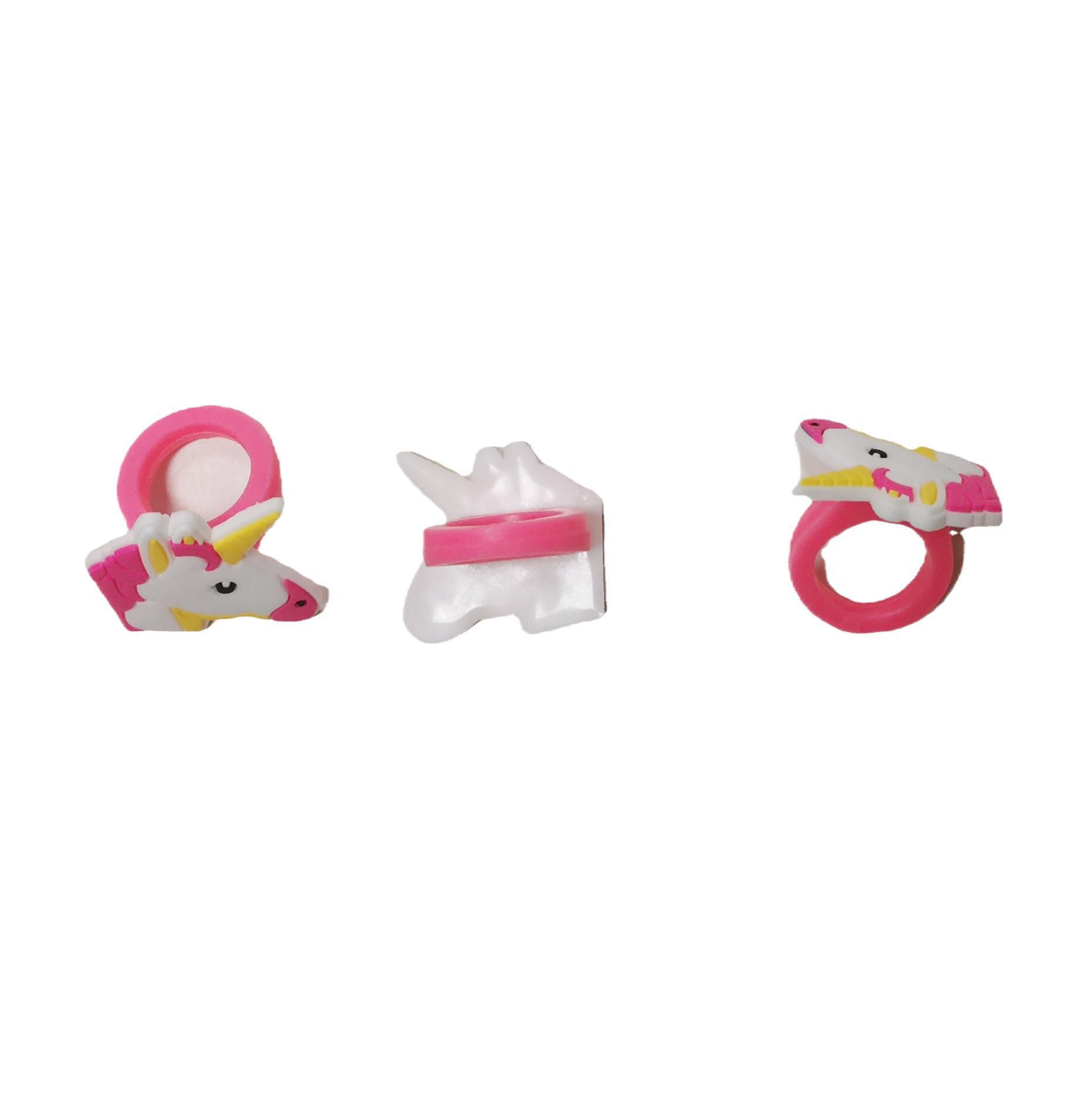 Amazon children's creative cartoon unicorn ring pvc soft rubber ring student silicone ring factory wholesale