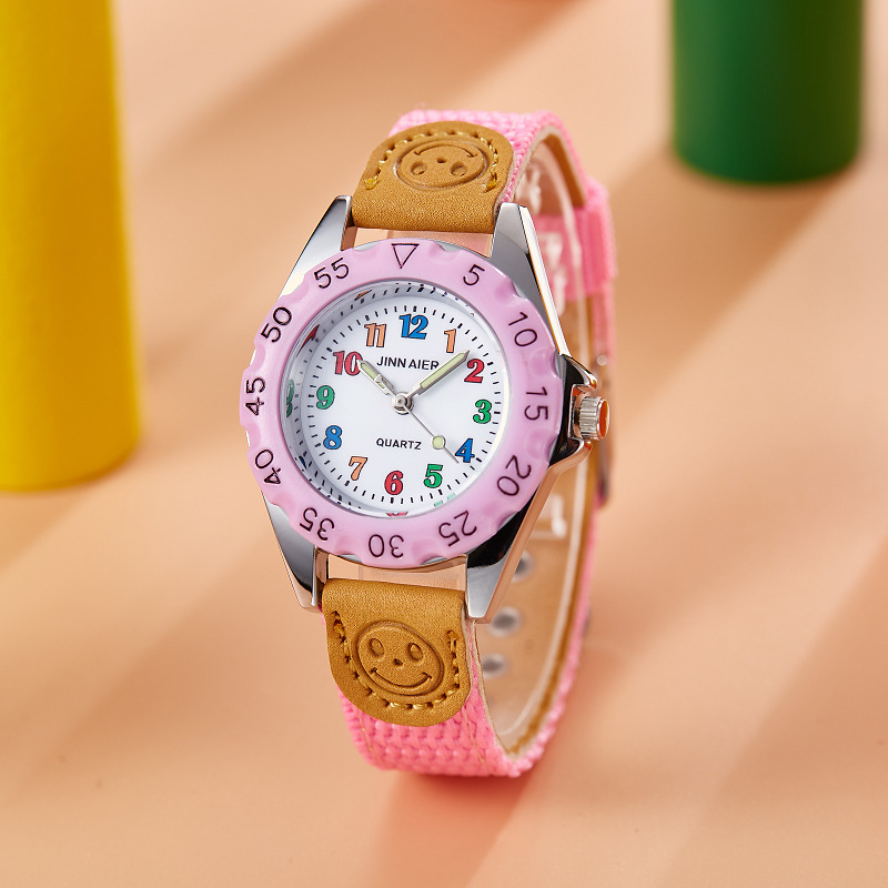 Factory wholesale cartoon children's watch word quartz waterproof nylon canvas strap student children's watch