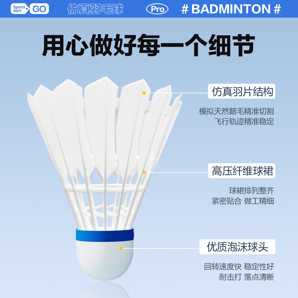 Simulated Badminton Resistant Nylon Plastic Foam Ball Head Resistant and Durable High Elastic Sports Competition Training Ball