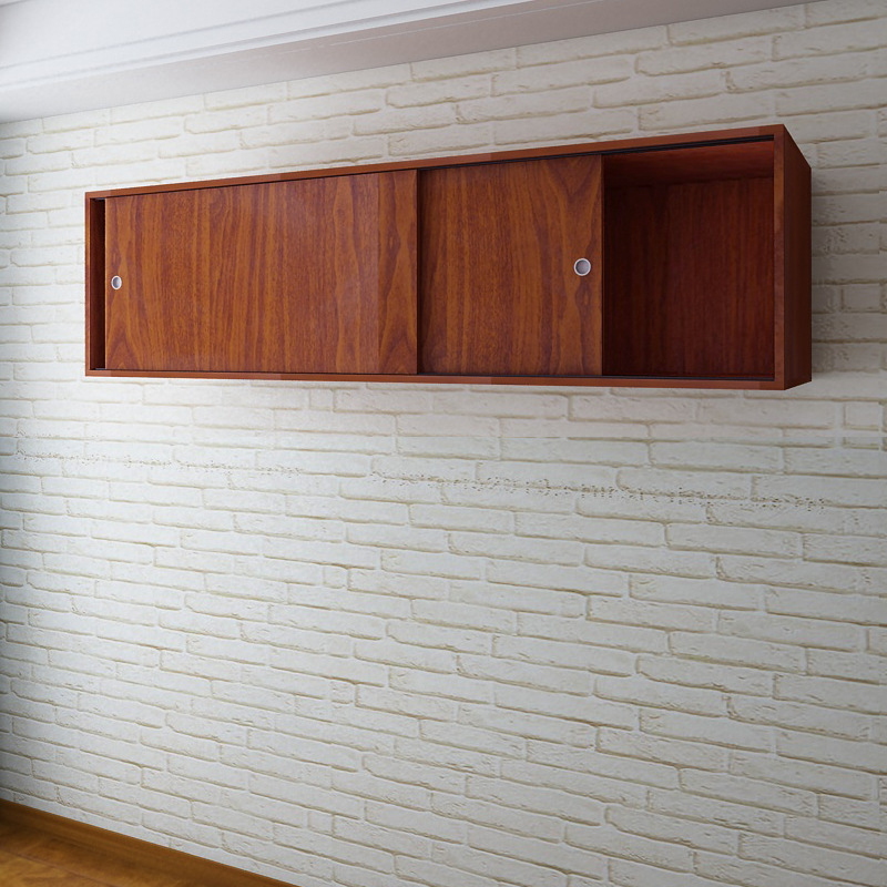 Wardrobe with Elevated Top Cabinet, Sliding Door Storage, Top Box Cabinet, Solid Wood Economical Large Space Balcony Cabinet, Wall Cabinet