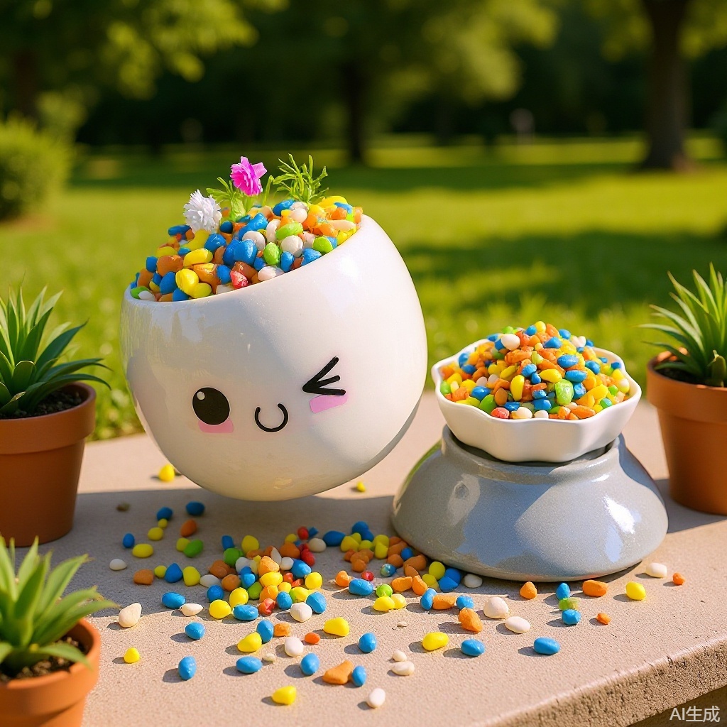 Цветные цветочные горшки, мощение, декоративные аквариумы, ландшафтный дизайн, цветные мелкие камни, окрашенные камни, галька