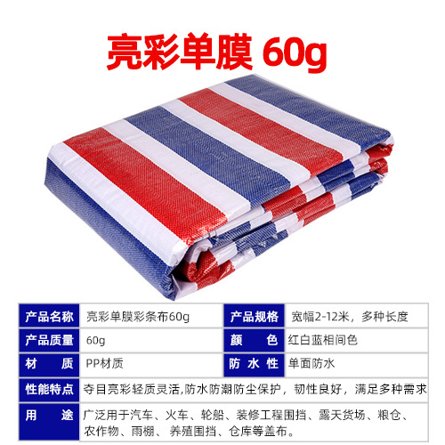 Color Striped Cloth Thickened Waterproof Cloth Wear-Resistant Decoration Floor Covering Cloth Rainproof Sunproof Tarpaulin Plastic Cloth Wholesale
