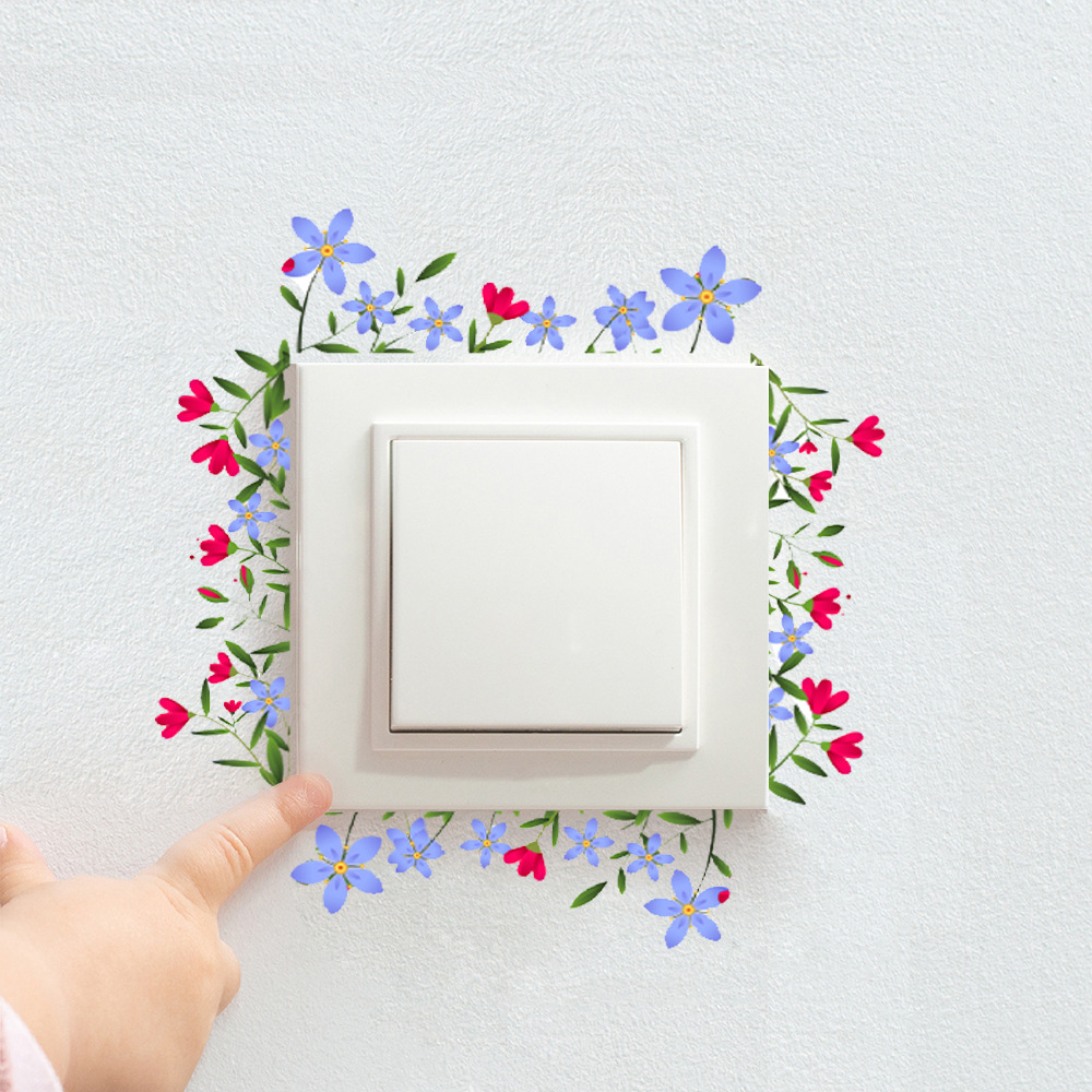 Стикеры для выключателей Aike DJ1104 с маленьким цветочным узором, для гостиной и спальни, самоклеящиеся