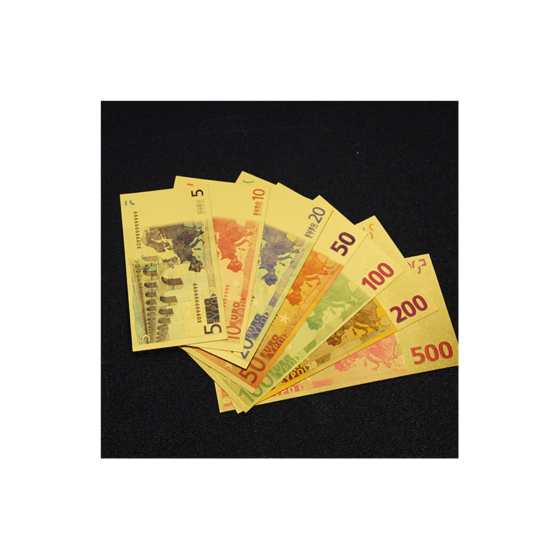 European Euro Money Coin Euro Money Gold Foil Card 5/10/20/50 and Other Amounts of Euros Can Be Customized
