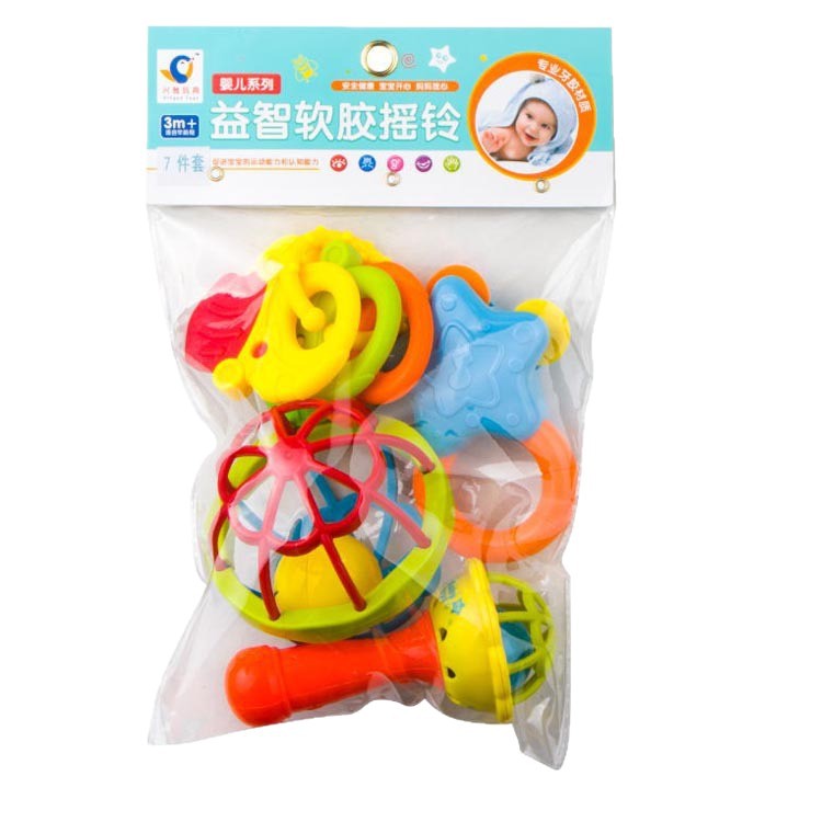 Newborn Hand Rattle Early Education Educational Teething Teether Toy 0-1 Year Old Baby Teether Animal Soft Rattle Set