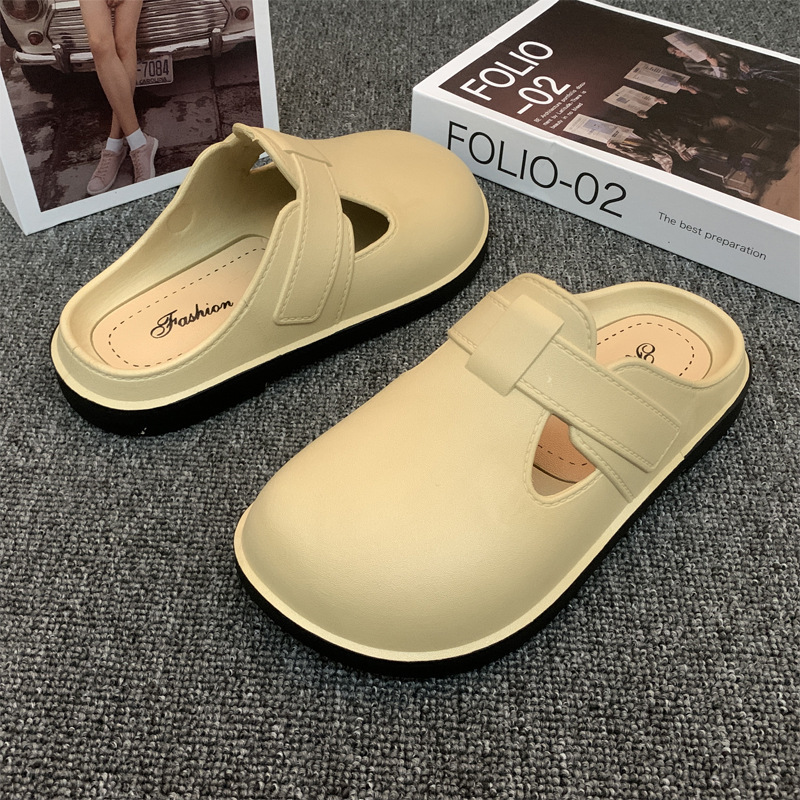 Baotou Half Slippers Factory Wholesale Flats for Women Spring and Summer Simple Style Comfortable and Lightweight Lazy Outer Wear Flats Clogs