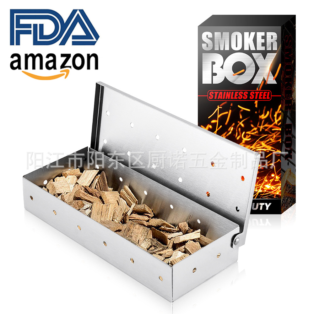 Набор инструментов для барбекю из нержавеющей стали, коптильня, коробка для фруктового дерева, коробка для копчения мяса, совместимая с барбекю