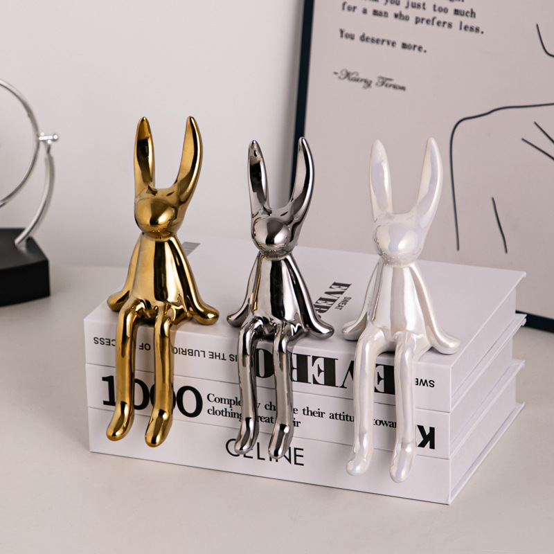 Интернет-знаменитость креативное украшение в виде сидящего длинноухого кролика, высококачественное легкое роскошное оформление для телевизионного шкафа и прихожей
