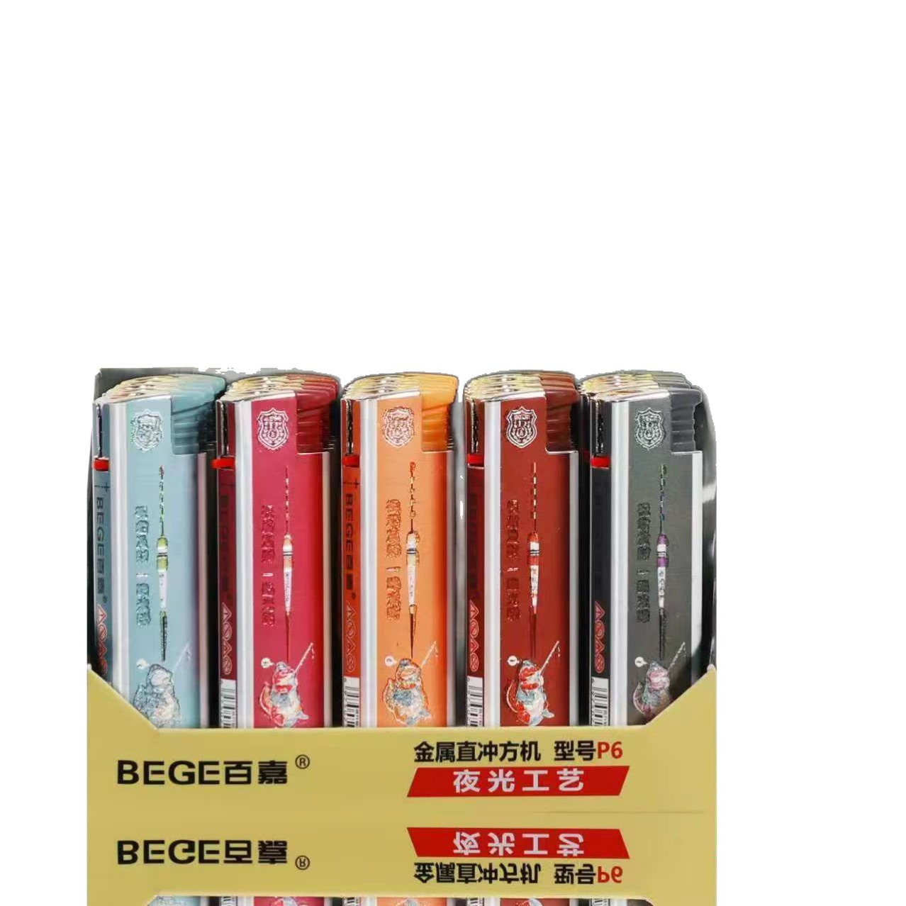 Manufacturer Baijia P6 Metal Wrapped Paper Butane Blue Flame Direct Injection Machine Windproof Lighter Inflatable Adjustable Fire Trend Variety