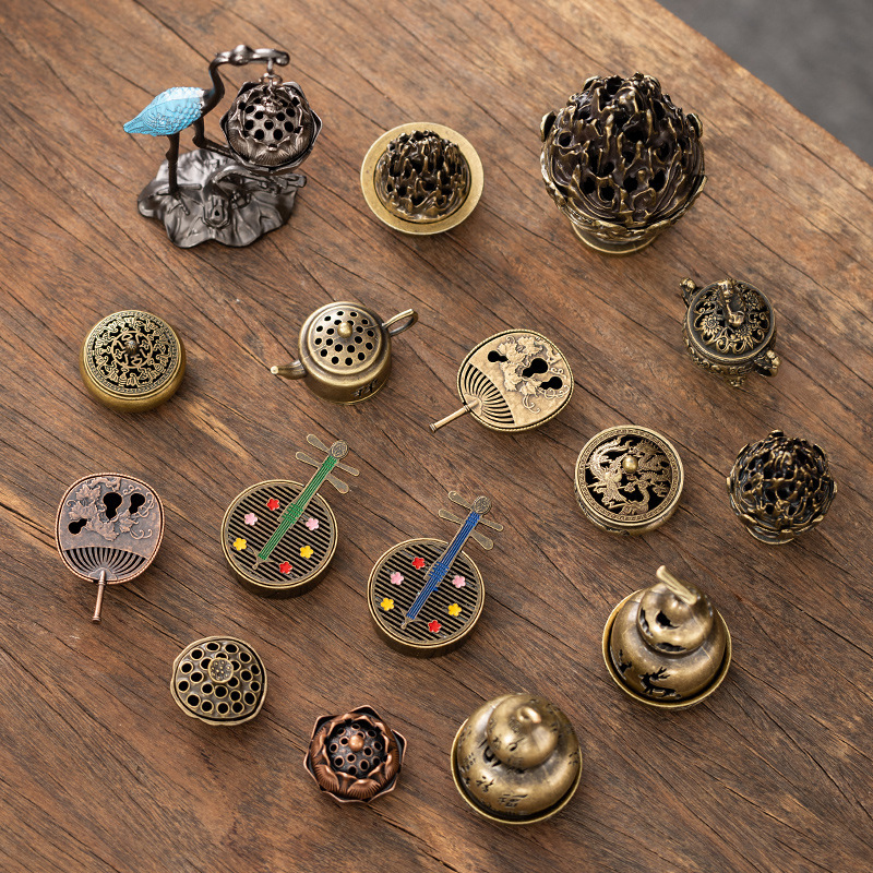Small Xiangyun Goose Pear Incense Burner New Chinese Style Alloy Small Incense Burner Dragon and Phoenix Incense Holder Incense Coil Burner Aromatherapy Tablets