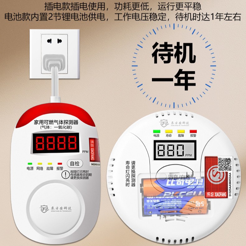 Carbon monoxide alarm household honeycomb coal carbon gas alarm kitchen gas soot leak co detector