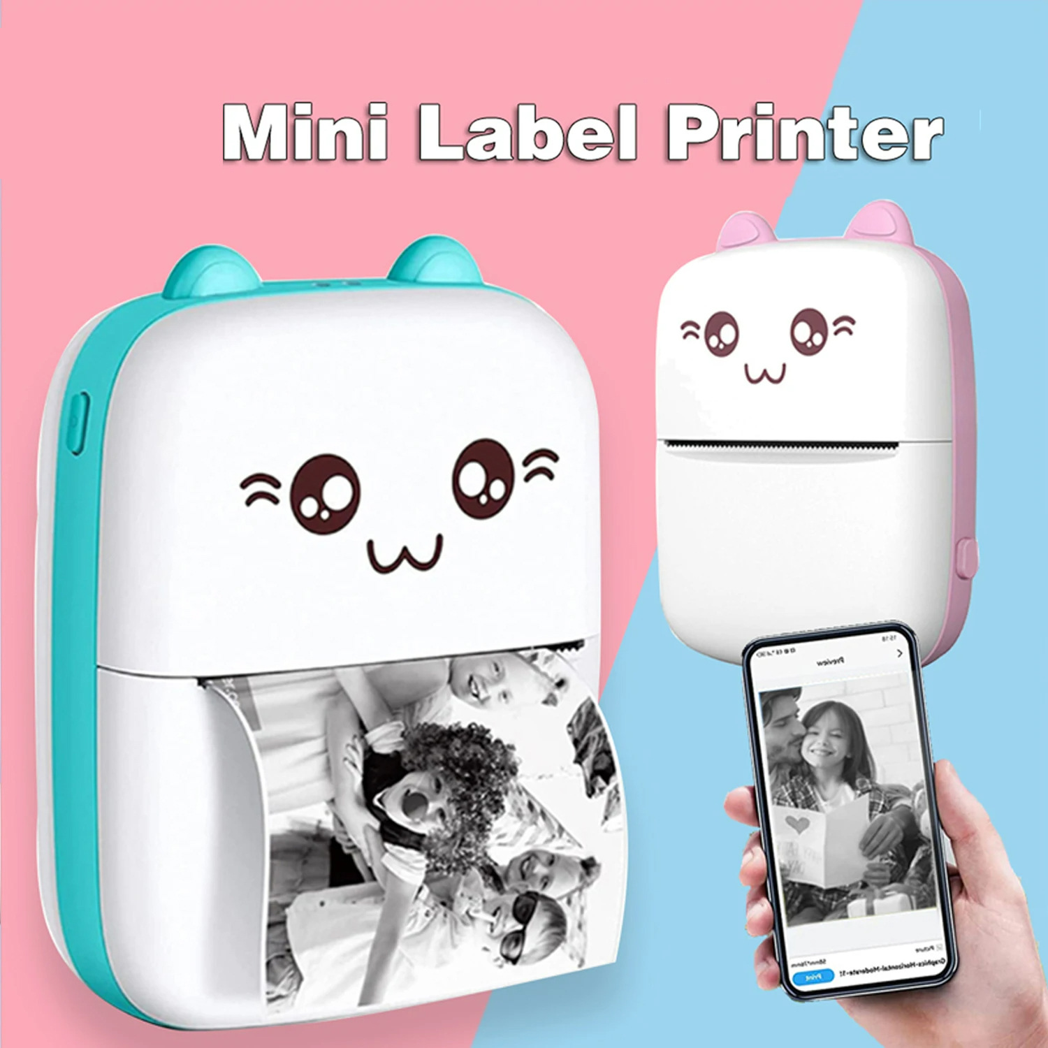 Cross-Border Hot Selling Portable Mini Printer Wireless Can Be Connected to Mobile Phone Small Home Self-Adhesive Photo Printer