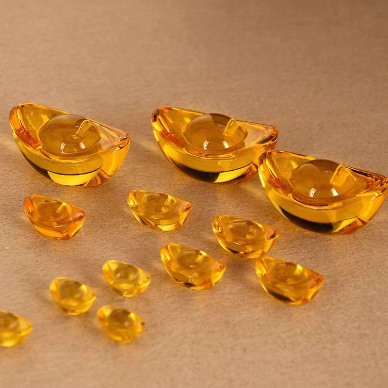 Crystal Ingot Ornaments Bring Wealth and Good Fortune, Auspicious Decorations for Home and Office, Implying Good Things, Citrine Chinese-Style Ornaments