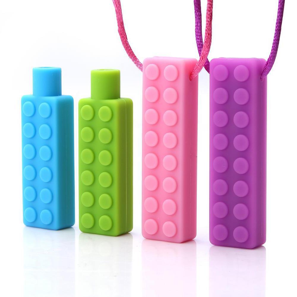 Amazon New Building Block Tooth Gum Chewing Pendant Rainbow Grinder Baby Grinding Stick Self-closing Training Tooth Gel Set
