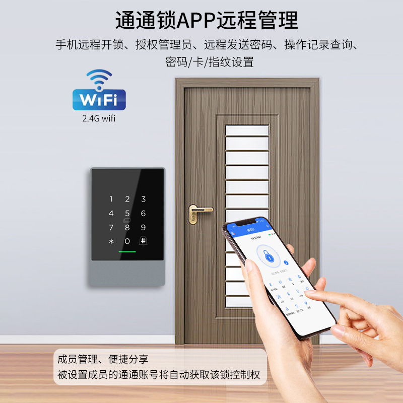 All-in-one WiFi fingerprint card access control all-in-one mobile phone APP password waterproof access control good room housekeeper TTLOCK