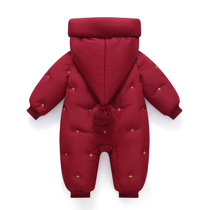 2025 Baby Boy and Girl Baby down Jacket Jumpsuit Infant Crawling Suit Thickeneded Newborn Red New Year's Greetings Suit