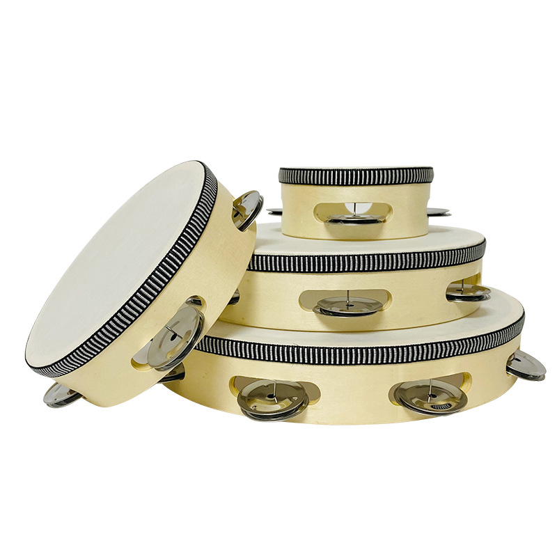 Tambourine Orff Musical Instrument Single Row Tambourine Performance Hand Drum Kindergarten Teacher Dance Teaching Aware Wooden Tambourine
