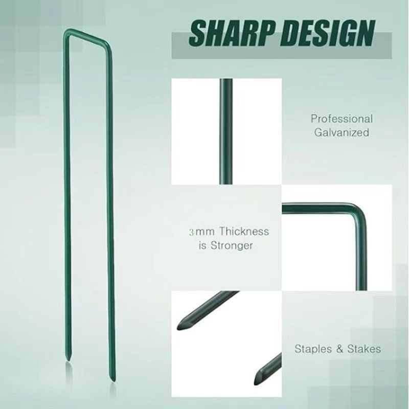 Green U-Shaped Nails for Spray-Painted Turf, Green Lawn Nails, Ground Cloth U-Shaped Nails, Tent Ground Nails, Green U-Shaped Clips