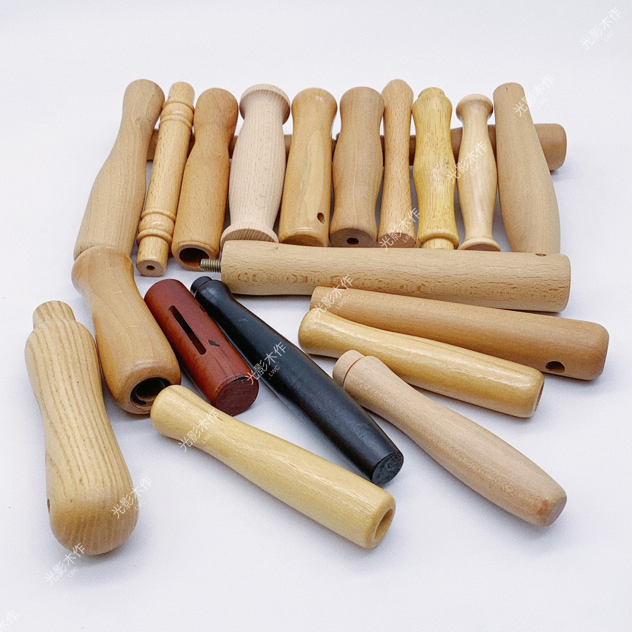 Solid Wood Handle with through Holes, Beech Wood Tool with Mortise and Tenon Joints, Special-Shaped Hardware Tool with Wooden Handle, Spray-Painted